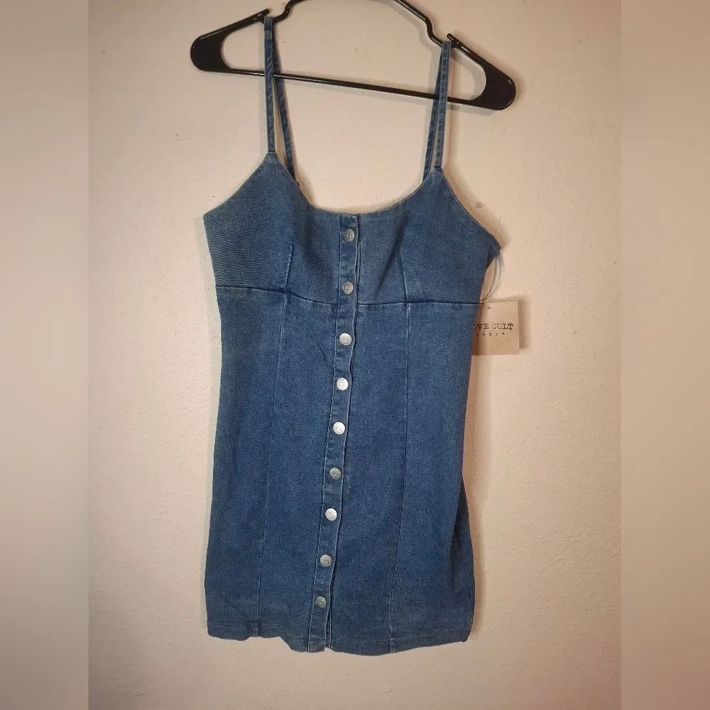 Love Cult Denim Button-Down Women Dress size medium NWT